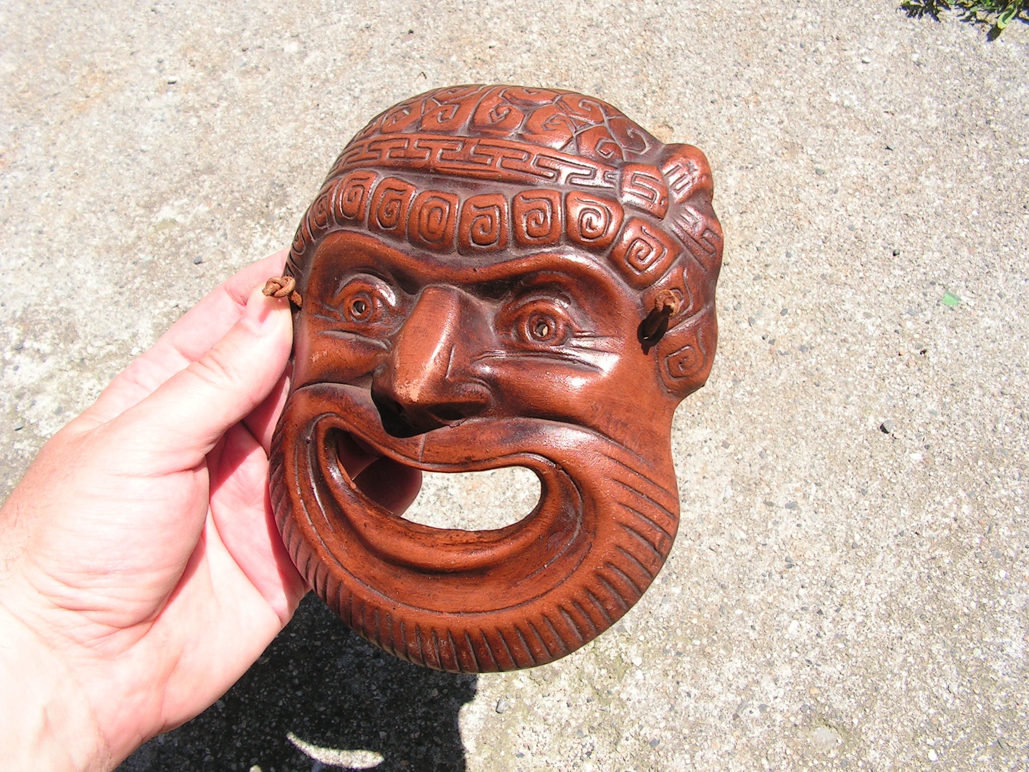 Greek Ceramic Smiling Mask, Face Terracotta Art Mask, Gothic Decor ...