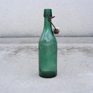 Antique glass bottle, Old green bottle, Bottle porcelain caps, Collectable bottle, Beer bottle, Bar decor, Vintage bottle,Bottle ceramic cap
