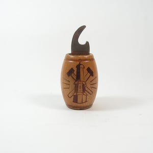 Vintage opener windmill Bottle opener wooden handle Wood bottle opener cask Hand carved opener Collectible lovely opener Bar accessory