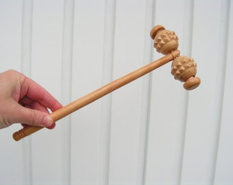 Handmade Wooden Body Massager with Toothed Wheels