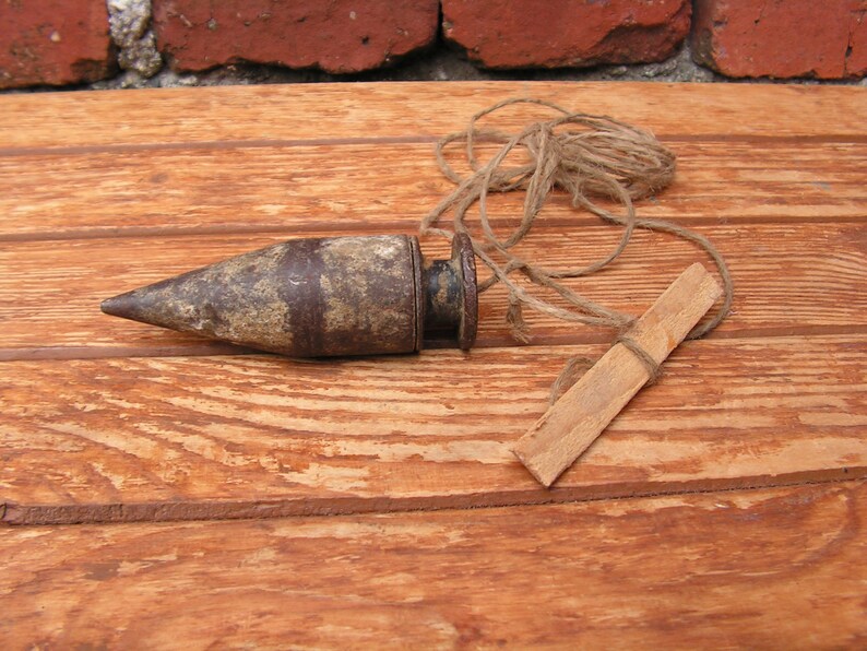 Metal Wood Plumb Bob Vintage Builder Tool Antique Image 0