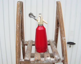 Vintage Soda Siphon Metal Seltzer Bottle Red Aluminum Sodium Siphon Retro Sparklets Soda Bottle Siphon