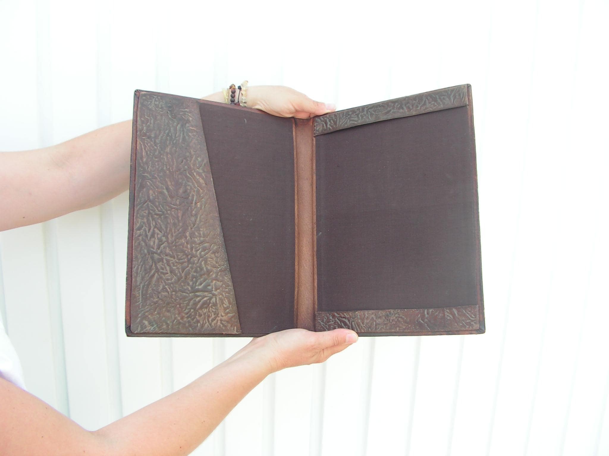 Vintage Folder Medium Size 1960s Tooled Leather Folder for