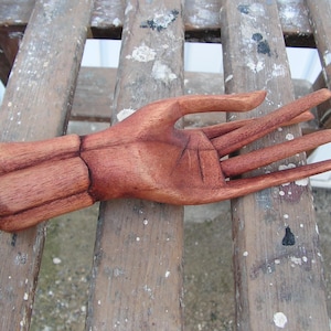 Vintage wooden hand, Hand carved hand, Handmade wood hand, Hand display, Jewelry holder, Wooden hand sculpture
