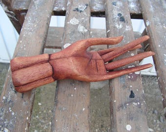 Vintage hölzerne Hand, Hand geschnitzte Hand, handgemachte Holz Hand, Hand-display, Schmuckhalter, Holzhandskulptur