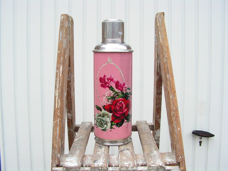 Vintage Chinese Thermos rode oud roze reizen Etsy