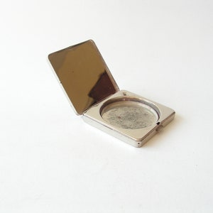 Vintage powder box mirror Coty, Compact powder box, Small silver ton metal box, Metal make-Up powder compact,Fashion beauty cosmetics