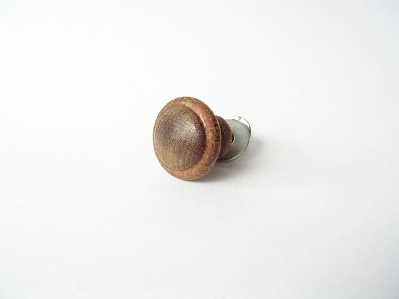 Vintage wooden knob 1900s, Old round drawer pull, Dresser wood drawer knob, Cabinet handle pull, Farmhouse Decor, Chest door pull image 1