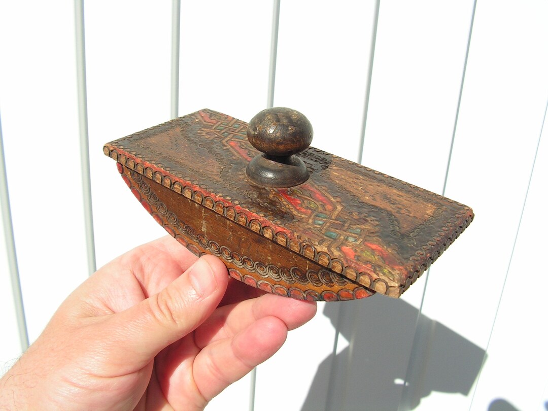 Vintage Desk Blotter 1930s, Wooden Pyrography Blotter, Rocking Ink