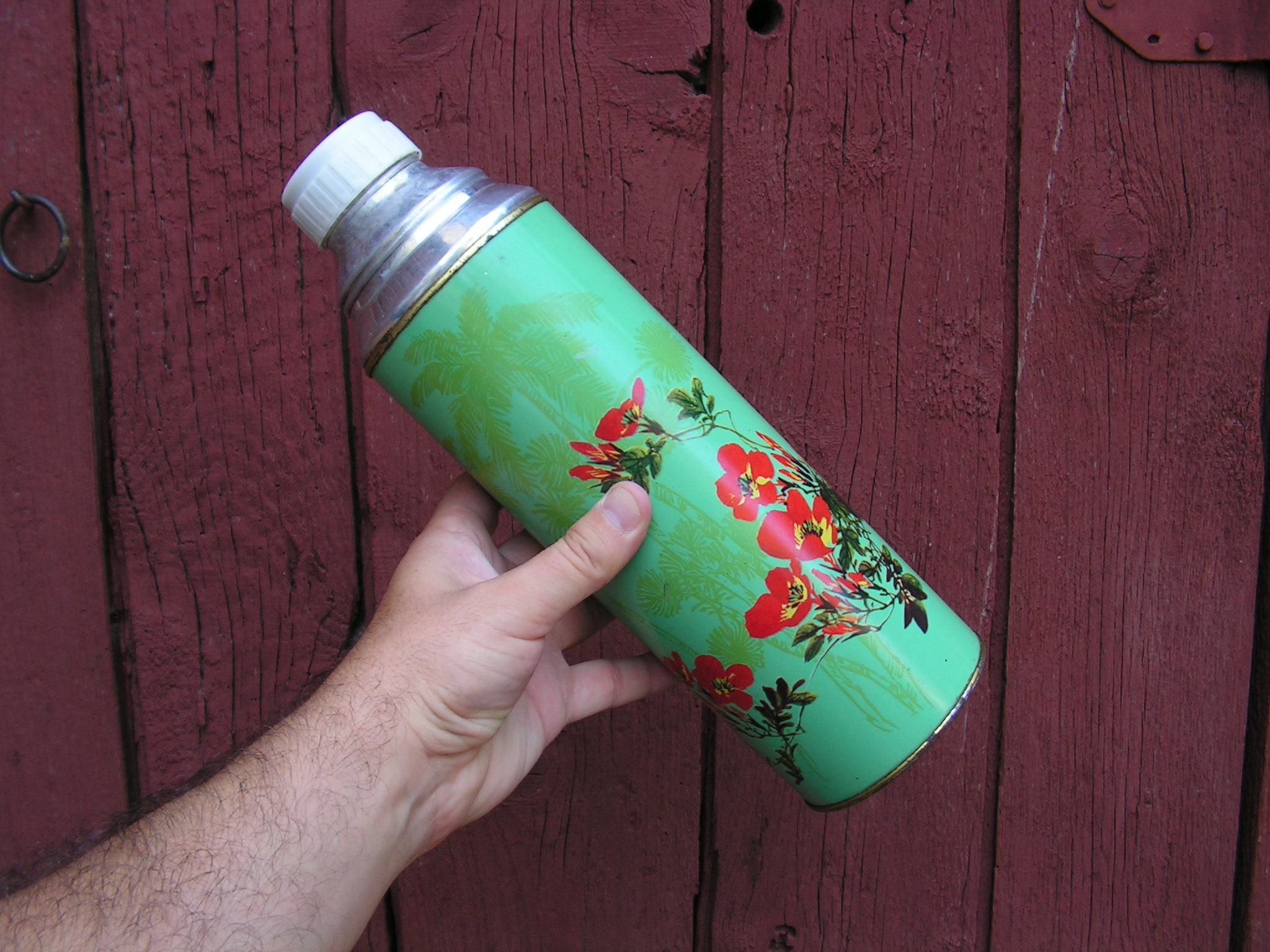 Vintage thermos for decoration Aluminum thermos without glass inner body Bottle Travel Flowers thermos Camping coffee flask