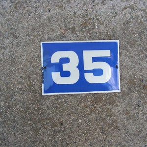 Vintage French Blue White Enamel Sign 35 Porcelain Street House Number 35 Enamel Metal Plate 35 Wall Hangings