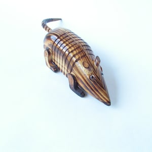 Vintage engraved wooden mouse Flexible small mouse figurine Wooden figure mouse Wooden art figure Wood mouse sculpture