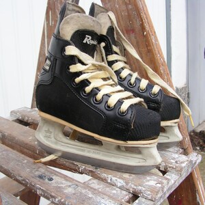 Vintage ice skates RAPIDE, Children Ice shoes, Canada black skates, CCM Hockey ice skates, Old ice skates, Winter sport decor image 2