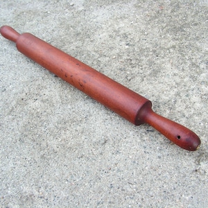 Antique Rolling Pin Red brown French Wooden Rolling pin Medium size Rolling Pin  Cottage Kitchen Cooking Tool Rustic Kitchenalia