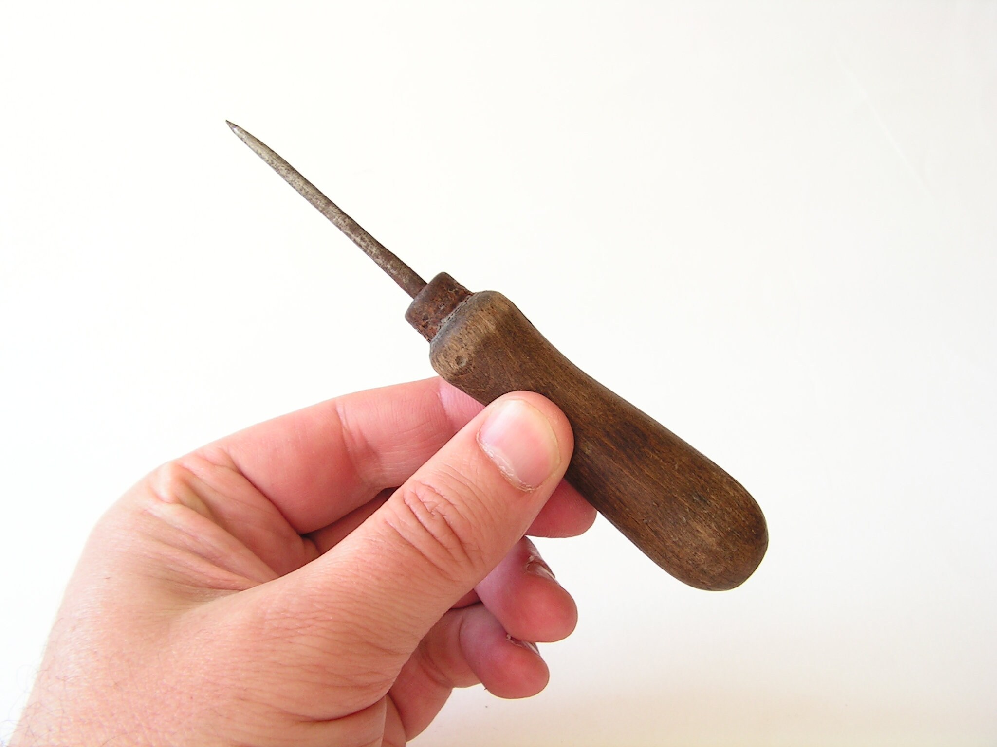 Vintage wooden handled awl 30s Sewing awl Primitive tool Awl Etsy