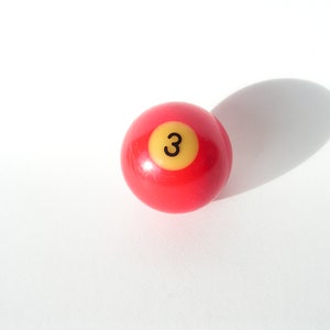 Vintage billiard ball, Red billiard ball, Billiard ball number 3, Pool ball, Billiards game, Gift for him