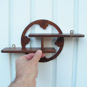 Vintage wall wooden shelf 1930s, Wall rack shelf, Hanging wooden shelf, Old rustic handmade shelf, Primitive shelf