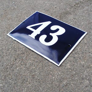 Vintage French Door Number 43 Blue White Enamel Sign 43 Porcelain Street House Number 43 Enamel Metal Plate Wall Hangings
