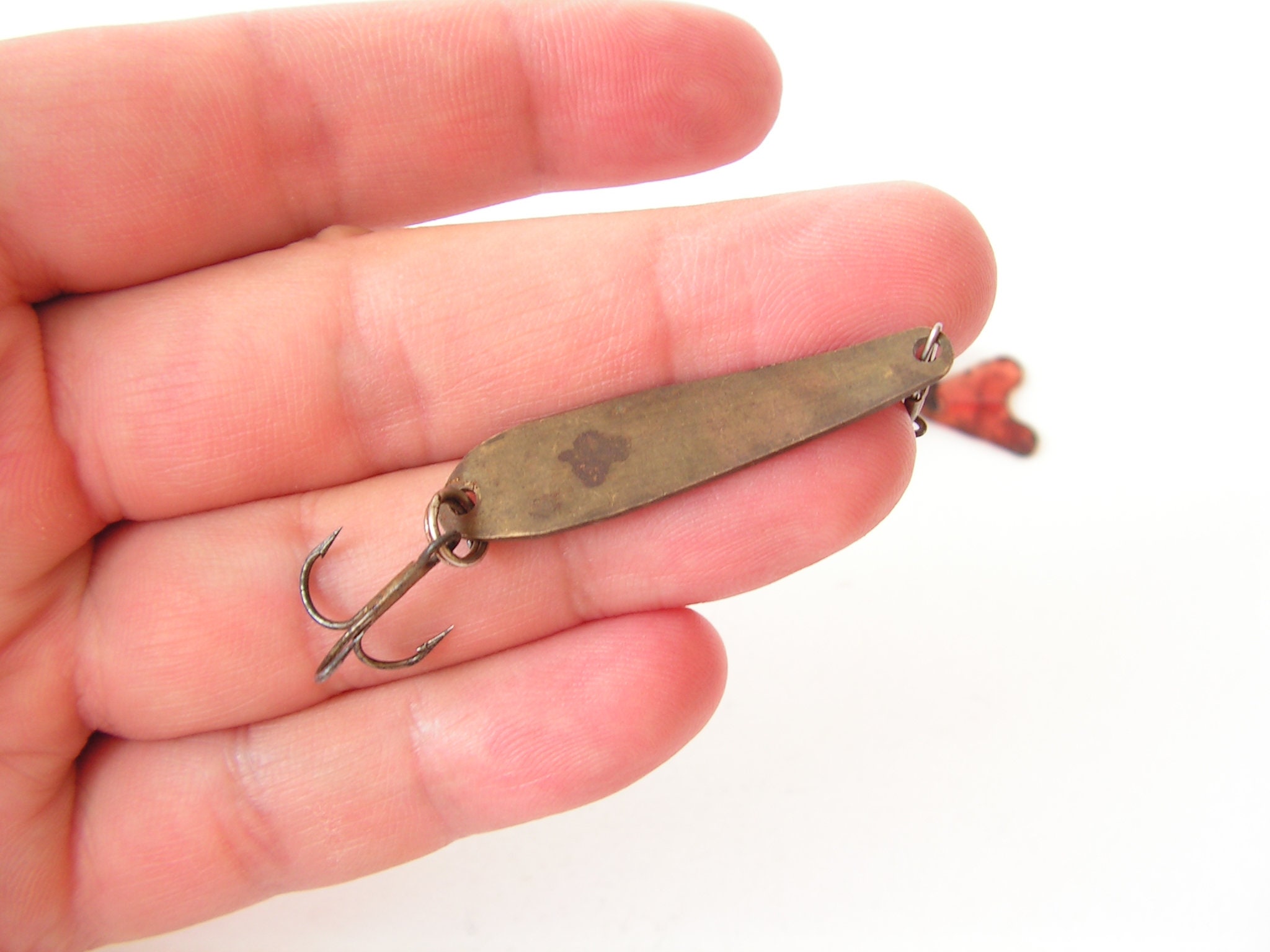 Leurre De Pêche Vintage - Méné Métal 2 Pouces Avec Hameçons - Billet - Occasion