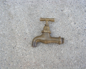 Vintage Brass Water Tap 50s, Massive Water Faucet, Brass patina Spigot, Water Spigot, Vintage Spigot, Brass water faucet, Industrial decor