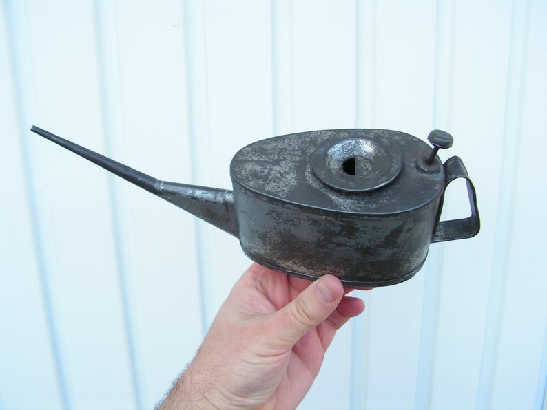 Vintage Pump Oil Can Oil Tin Long Spout Oil Can Antique Etsy