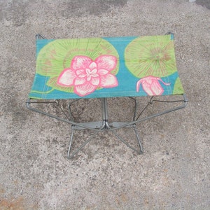 Vintage folding fishing stool, Folding chair, Camping folding stool, Picnic canvas chair, Retro stool, Fishing chair