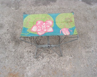 Vintage faltbarer Angelhocker, Retro Canvas Picknickstuhl