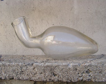 Vintage glass urine bottle 1930s, Old urinal, Hospital bed bottle, Medical glass bottle, Old hospital equipment, Medicine collection
