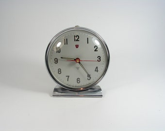 Vintage working mechanical alarm clock, Chinese green blue clock, Retro alarm clock, Chinese alarm, Diamond China metal clock, Office decor