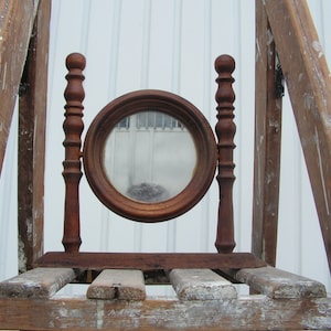 Vintage rotatable desk mirror Mirror wooden frame Handmade vanity wood mirror Female mirror Old table mirror Decorative mirror