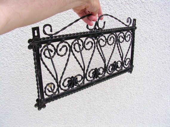 Colgador de hierro forjado a mano Vintage enorme colgador de metal