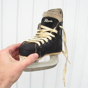 Vintage ice skates RAPIDE, Children Ice shoes, Canada black skates, CCM Hockey ice skates, Old ice skates, Winter sport decor image 3