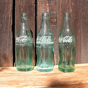 Set of 3 Vintage Coke Bottles, Coca-Cola, Collectable bottles, Collector glass, Glass Bottles Retro