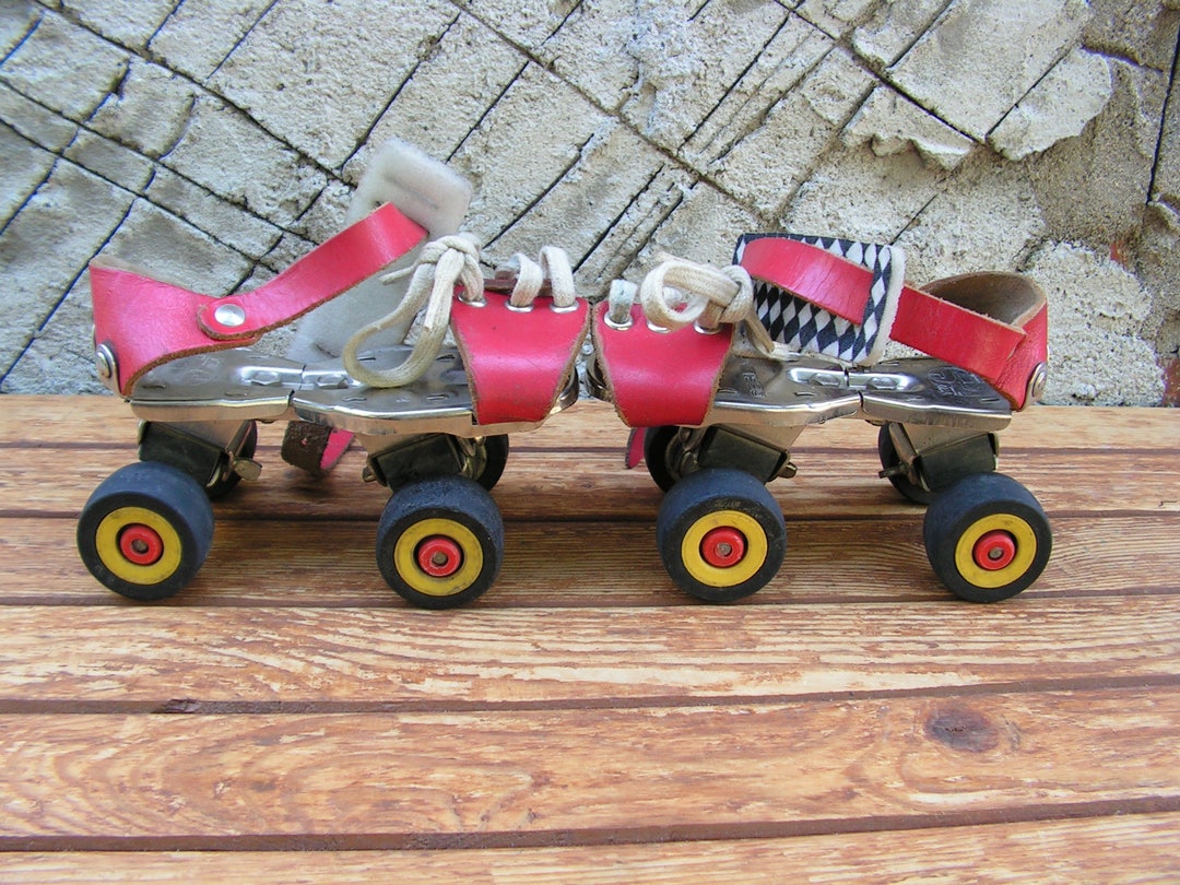Vintage Adjustable Roller Skates Red Skates Childrens Roller Skates