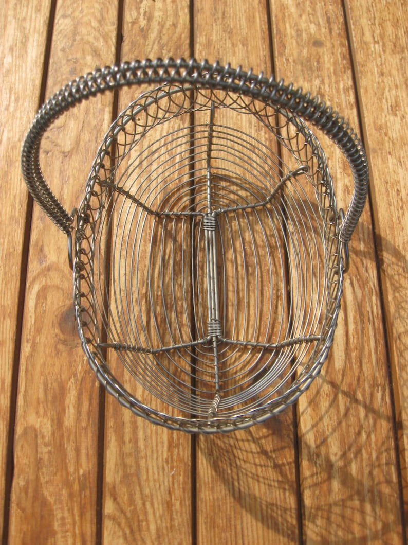 Vintage Oval Wire Metal Basket With Handle Metal Basket Etsy