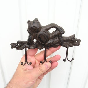 Hanger frog Cast iron hanger Vintage massive metal hanger Wall black hanger frog Old Peg Rack Hand made clothes hanger Wall Coat Rack image 4