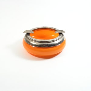 Vintage glass metal ashtray, Old collectible ashtray, Lovely orange ashtray, Retro ashtray, Gift for smoker, Home decor