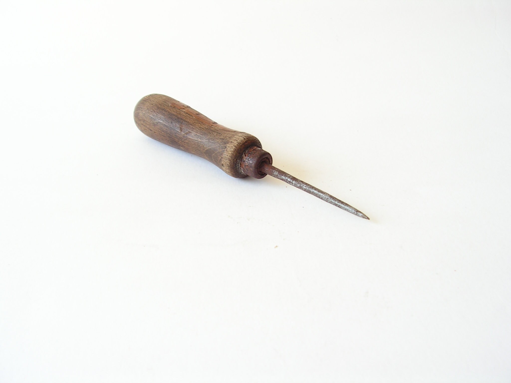 Vintage wooden handled awl 30s Sewing awl Primitive tool Awl Etsy