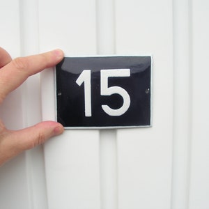 Vintage French Enamel Sign 15 House Door Number 15 Blue White lovely Porcelain Metal Plate Door Number Street Sign Plaque 15 Wall Décor