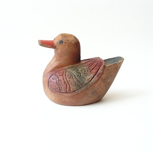 Lovely duck Vintage wooden duck Hand painted made duck figurine Carving figure duck Collectible duck Hand carved duck Carving sculpture duck