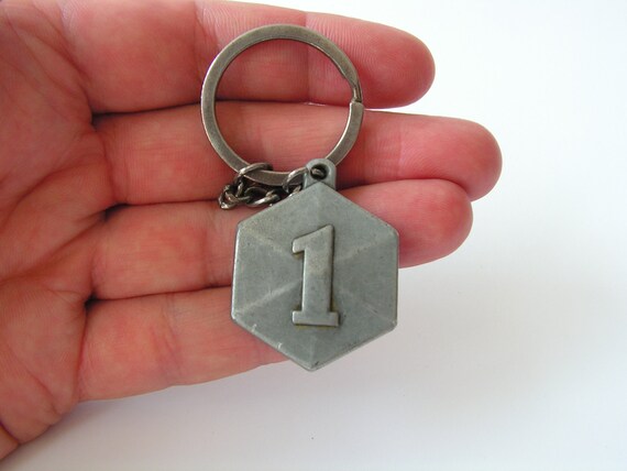 Keychain metal Number 1, Vintage keychain, Key ho… - image 4