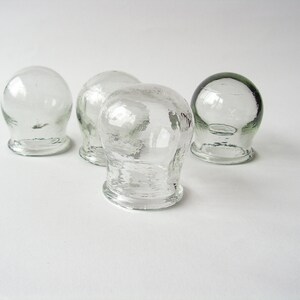 Vintage suction cups, Set of 4 medical glass cups, Glass jars vacuum massage, Suction cup therapy,