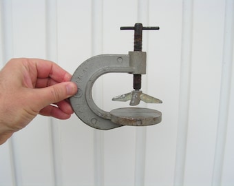 Vintage metal clamp, Iron clamp press, Hand press clamp, Industrial decor, Woodworking clamp