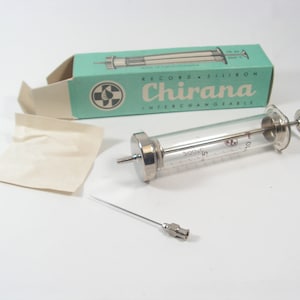 Glass syringe CHIRANA Glass 10ml syringe with needle Pharmacy Décor Medical Alert Antique Doctor Tool New syringe with box
