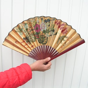 Ventilatore di carta cinese Vintage ventilatore dipinto a mano Bella fan di carta colorata piegare ventilatore asiatico Ventilatore di carta fatto a mano Accessorio Signore
