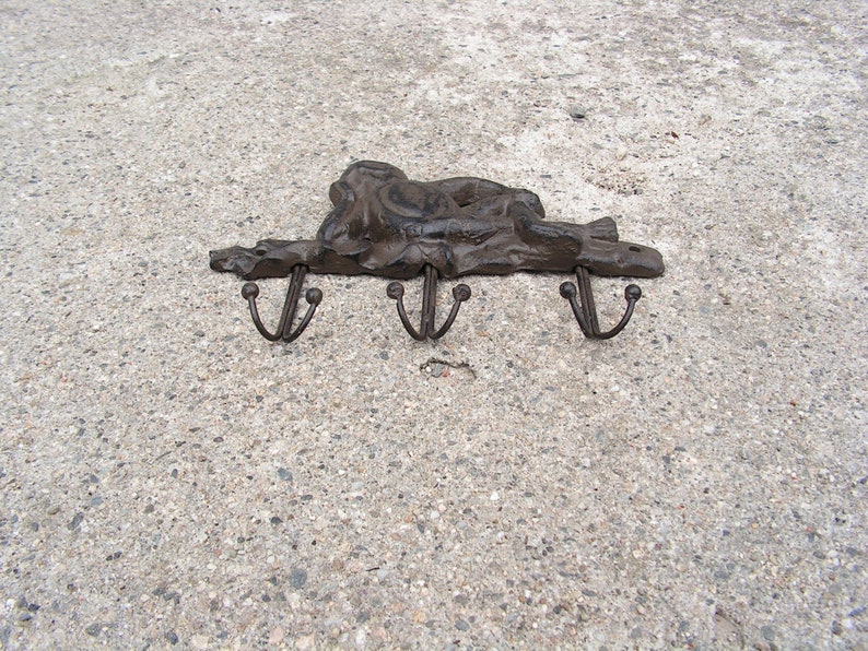 Hanger frog Cast iron hanger Vintage massive metal hanger Wall black hanger frog Old Peg Rack Hand made clothes hanger Wall Coat Rack image 7