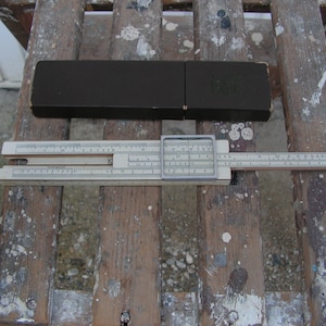 Vintage small logarithmic ruler USSR 1957s Slide pocket rule Old measuring tool Engineering rule Gift for him Office decor