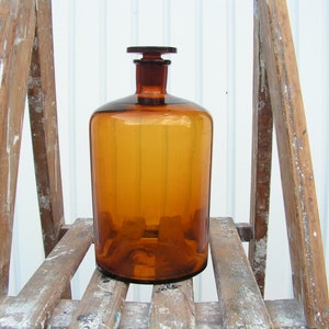 Medicine big bottle with glass stopper 3 L  Antique apothecary glass bottle volume 3 l with cap Pharmacy bottle Chemist apothecary jar