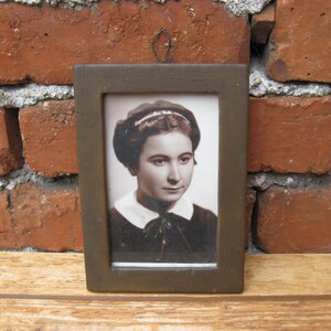 Vintage Portrait Photography, Black and white photograph of girl, Retro photo, Old photo frame, Ancient photo, Photography wooden frame