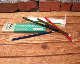 Set of 6 Unused Pencils Colour pencils Vintage Pencil Box Pensils for painting Old Graphite Pencils Drafting Pencils